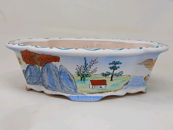 10" Painted Yixing Bonsai Pot (No. 2127i)