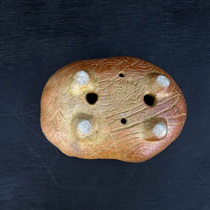 6-Inch Handmade Wood Fired Ceramic Bonsai Pot by Artist Bruce Lenore (No. 95)