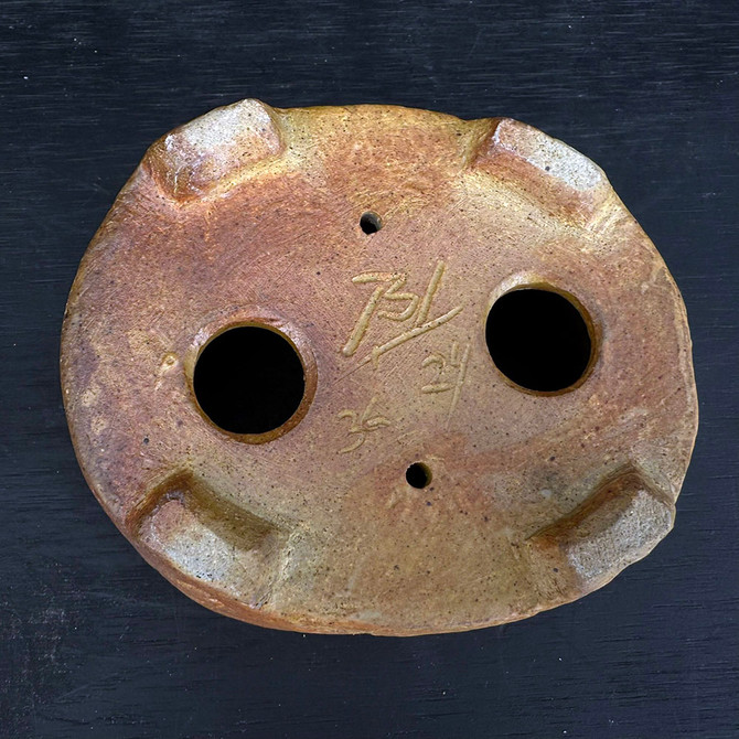 4.5-Inch Handmade Wood Fired Ceramic Bonsai Pot by Artist Bruce Lenore (No. 106)