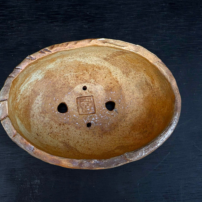 6-Inch Handmade Wood Fired Ceramic Bonsai Pot by Artist Bruce Lenore (No. 107)