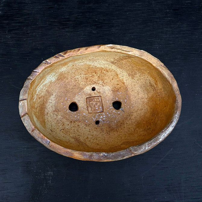 6-Inch Handmade Wood Fired Ceramic Bonsai Pot by Artist Bruce Lenore (No. 107)