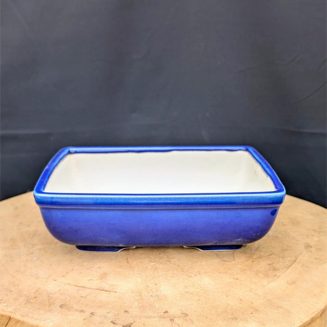 8" Dark Blue Glazed Yixing Bonsai Pot (No. 2069b)
