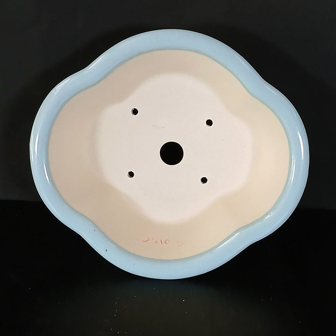 8-Inch Light Blue Glazed Yixing Ceramic Bonsai Pot (No. 2510d)