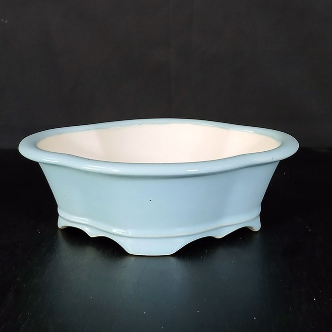 8-Inch Light Blue Glazed Yixing Ceramic Bonsai Pot (No. 2510d)