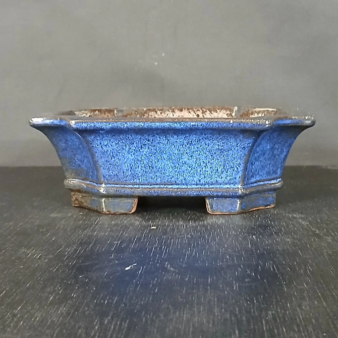 7-Inch Blue Glazed Yixing Bonsai Pot (No. 2411g)