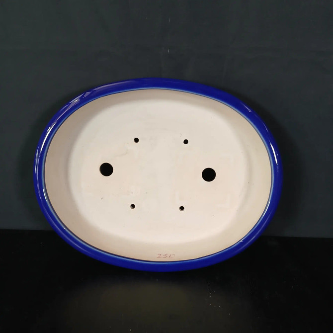 12-Inch Oval Glazed Riveted Yixing Ceramic Bonsai Pot (No. 2512c)