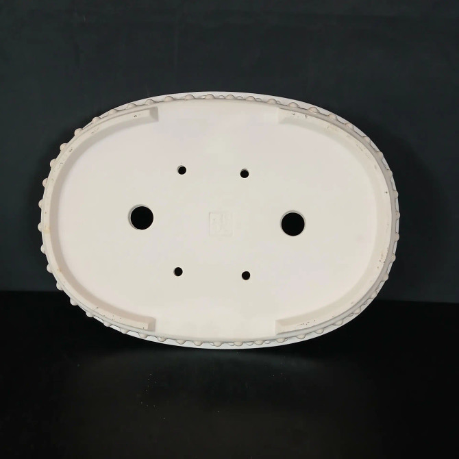 12-Inch Drum Style Cream Oval Yixing Ceramic Bonsai Pot (No. 2513c)