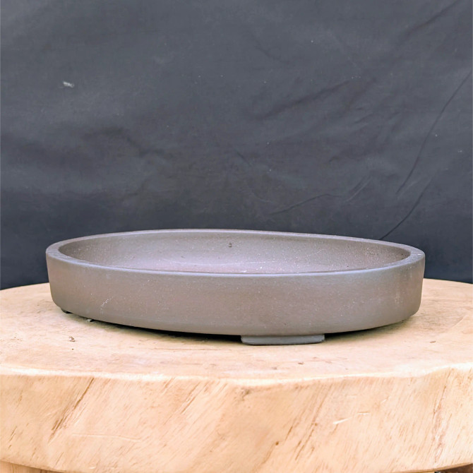 10-Inch Unglazed Oval Yixing Ceramic Bonsai Pot (No. 2502)