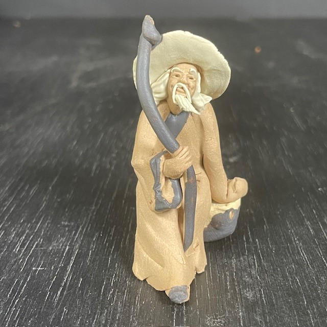 Chinese Figurine - Man with a Staff - unglazed (F-017)