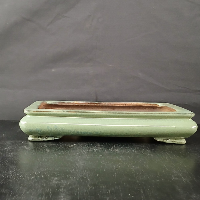 12-Inch Shallow Glazed Rectangle Yixing Ceramic Bonsai Pot (No. 2534d)