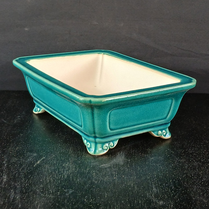 10.5-Inch Glazed Rectangle Yixing Ceramic Bonsai Pot (No. 2507e)