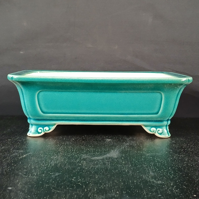 10.5-Inch Glazed Rectangle Yixing Ceramic Bonsai Pot (No. 2507e)