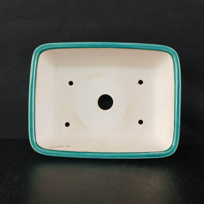 7-Inch Green Glazed Rectangle Yixing Ceramic Bonsai Pot (No. 2506a)