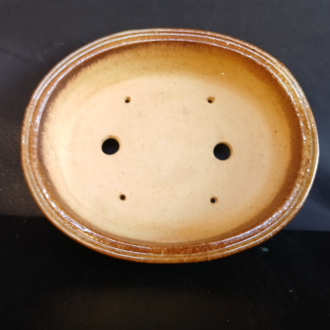 9-Inch Glazed Oval Yixing Bonsai Pot (No. 2329d)
