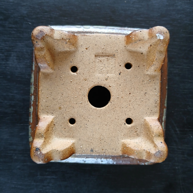 5" Glazed Square Yixing Bonsai Pot (No. 1841b)