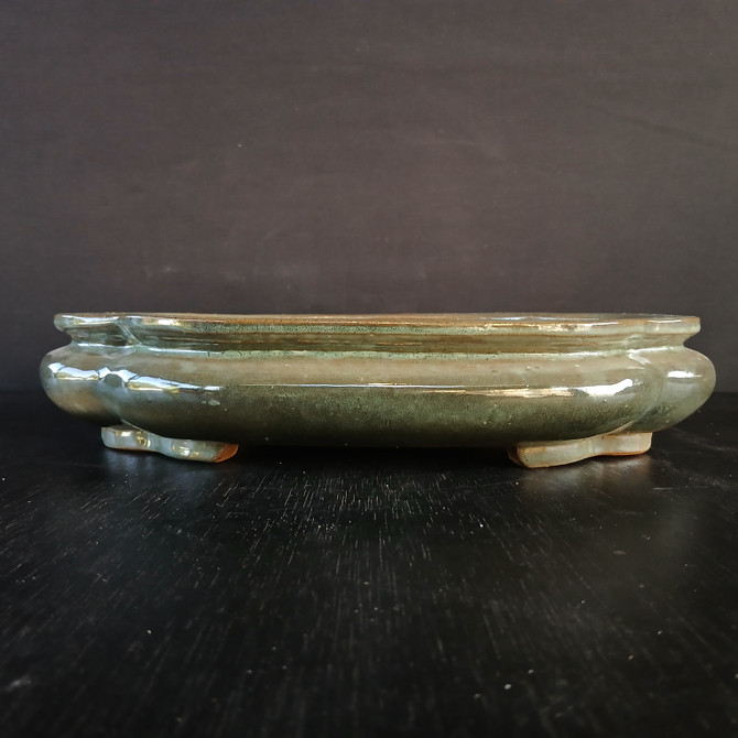 12" Green Glazed Yixing Bonsai Pot (No. 1862g)