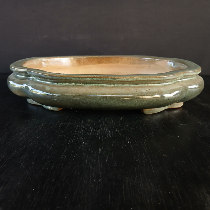 12" Green Glazed Yixing Bonsai Pot (No. 1862g)