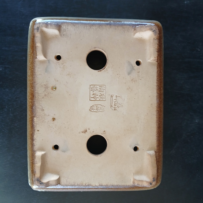 12-Inch Shallow Glazed Rectangle Yixing Ceramic Bonsai Pot (No. 2534g)