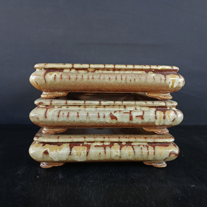 12-Inch Shallow Glazed Rectangle Yixing Ceramic Bonsai Pot (No. 2534g)