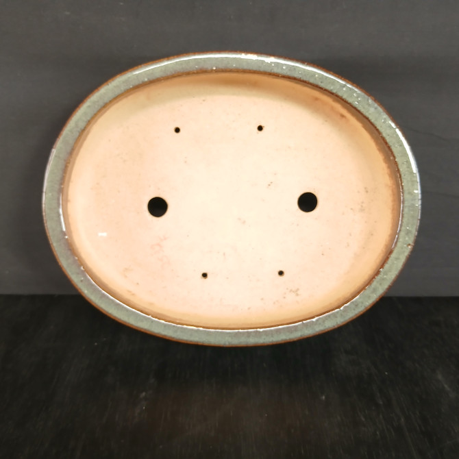 12-Inch Glazed Oval Yixing Bonsai Pot (No. 2532f)