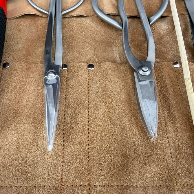 Pro-Grade 7-Piece Bonsai Tool Set (Stainless Steel) with Leather Roll - Last One Available