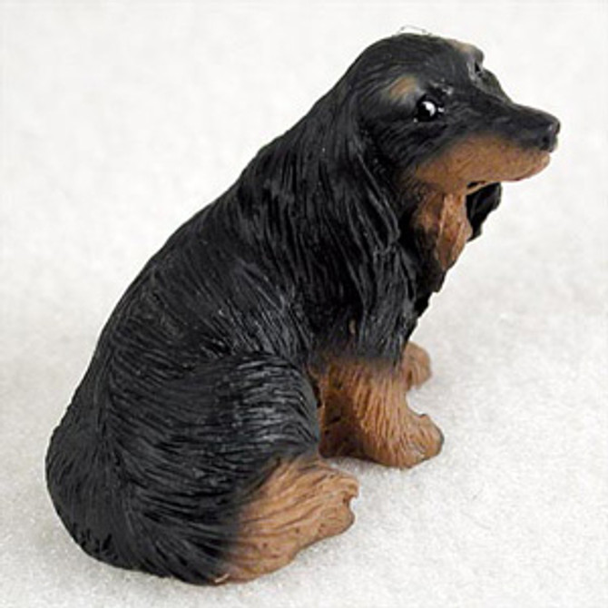Dachshund Longhaired Black Bonsai Tree Figurine