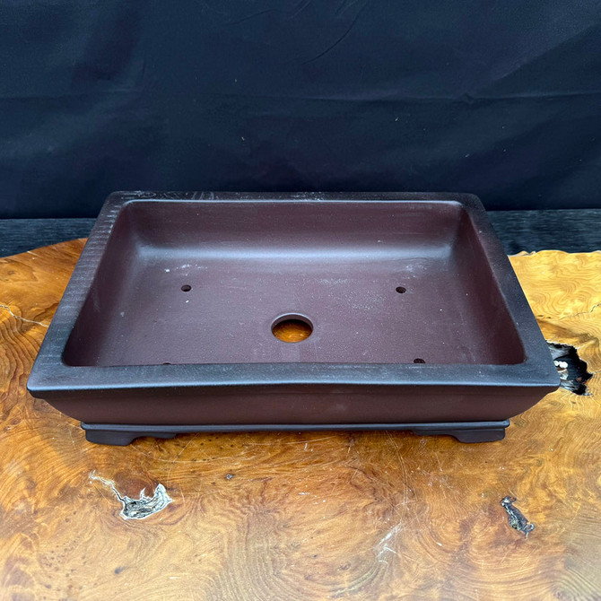 13.5-Inch Yixing Bonsai Pot – Rectangular Footed Pot with Lip (No. 1085)