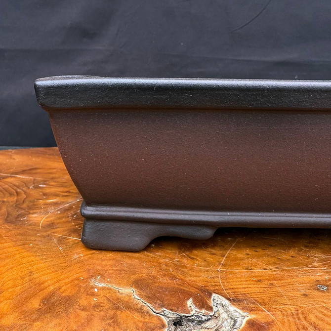 13.5-Inch Yixing Bonsai Pot – Rectangular Footed Pot with Lip (No. 1085)