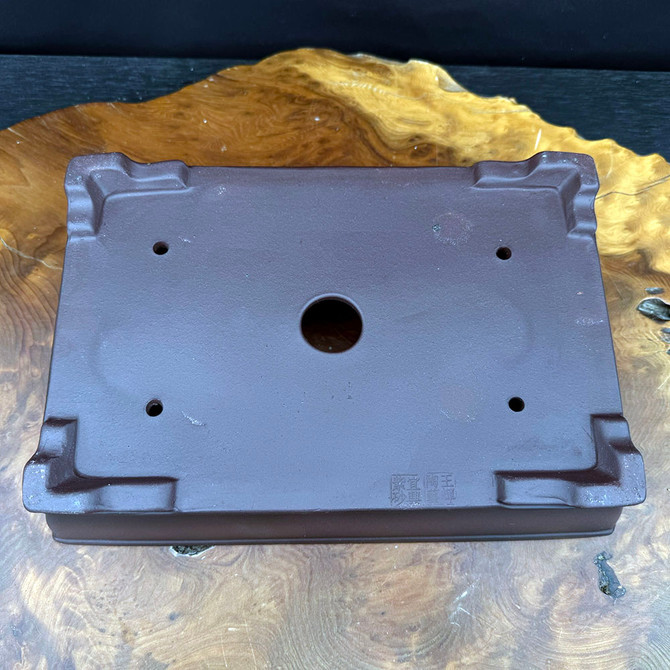 13.5-Inch Yixing Bonsai Pot – Rectangular Footed Pot with Lip (No. 1085)