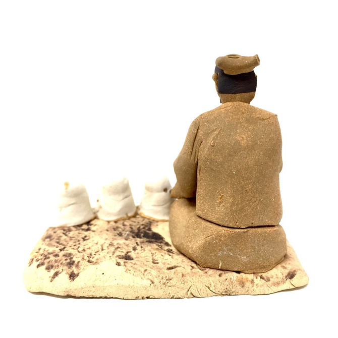 Chinese Figurine - Man Sitting with Vases (F-063)