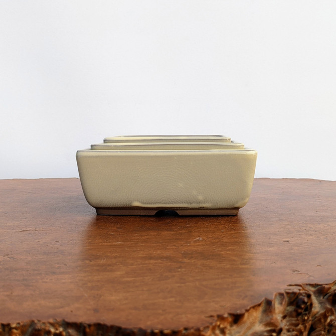 Cream Glazed Japanese Bonsai Pot (No. 19-15)