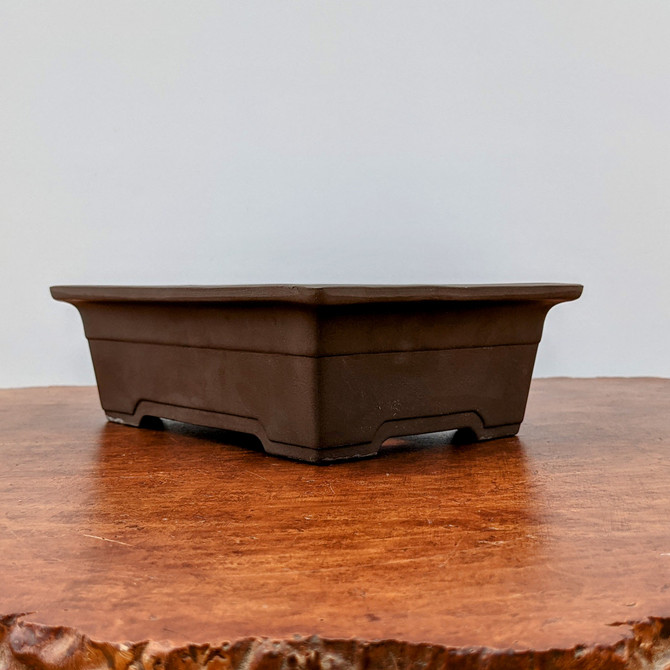 Udei (brown) Unglazed Rectangular Bonsai Pot