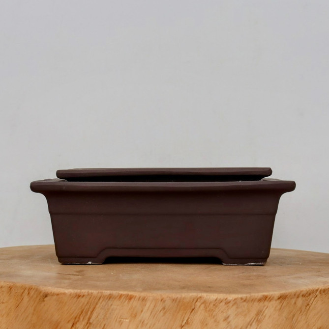 Udei (brown) Unglazed Rectangular Bonsai Pot