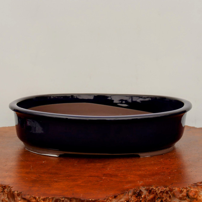 Oval Namako (blue) Glazed Japanese Bonsai Pot (No. 1547)