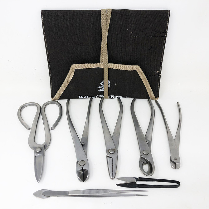 Holiday Exclusive: 7 Piece Stainless Steel Bonsai Tool Set & Tool Roll (HKIT3)