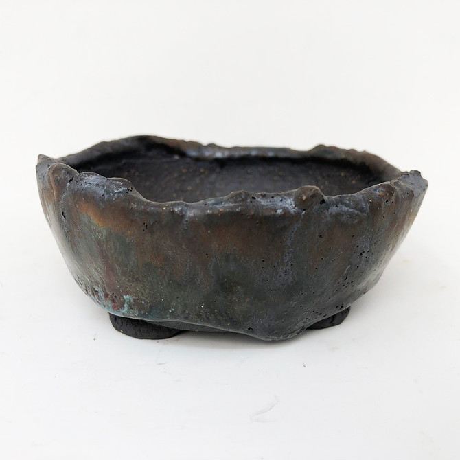 4" HAND MADE ROUND POT FOR KUSAMONO, ACCESSORY OR SHOHIN PLANTING (6E17)