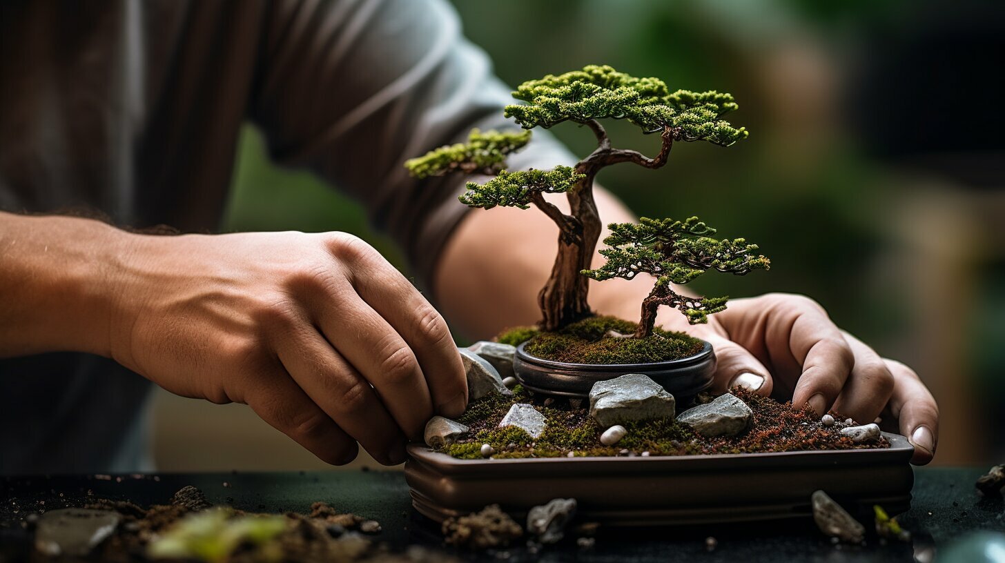 Tools to care for a bonsai