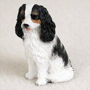 Cavalier King Charles Spaniel Black White Bonsai Tree Figurine