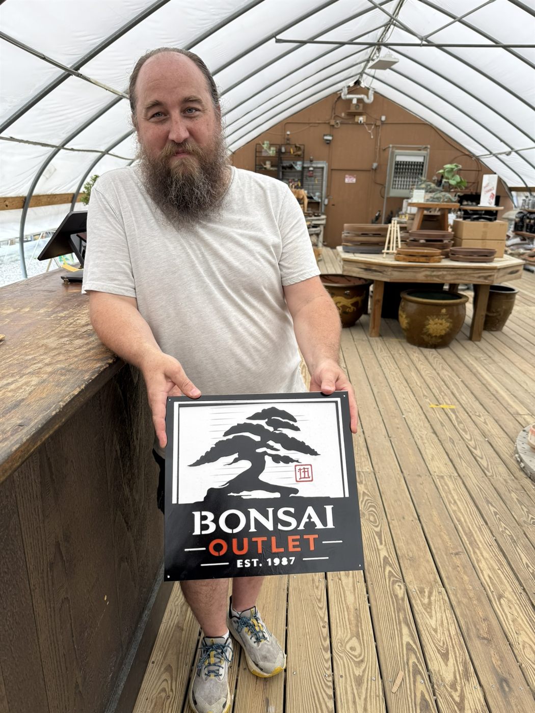 Jamie Prevosk at the Bonsai Outlet nursery
