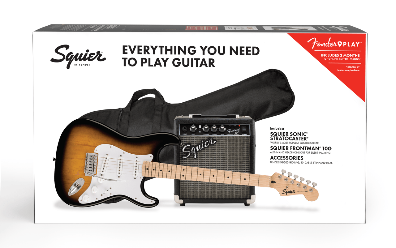 Fender Squier Sonic Stratocaster Pack, Maple Fingerboard, 2-Color
