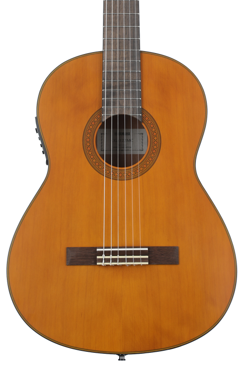 Yamaha Acoustic-electric, classical guitar; solid cedar top, nato