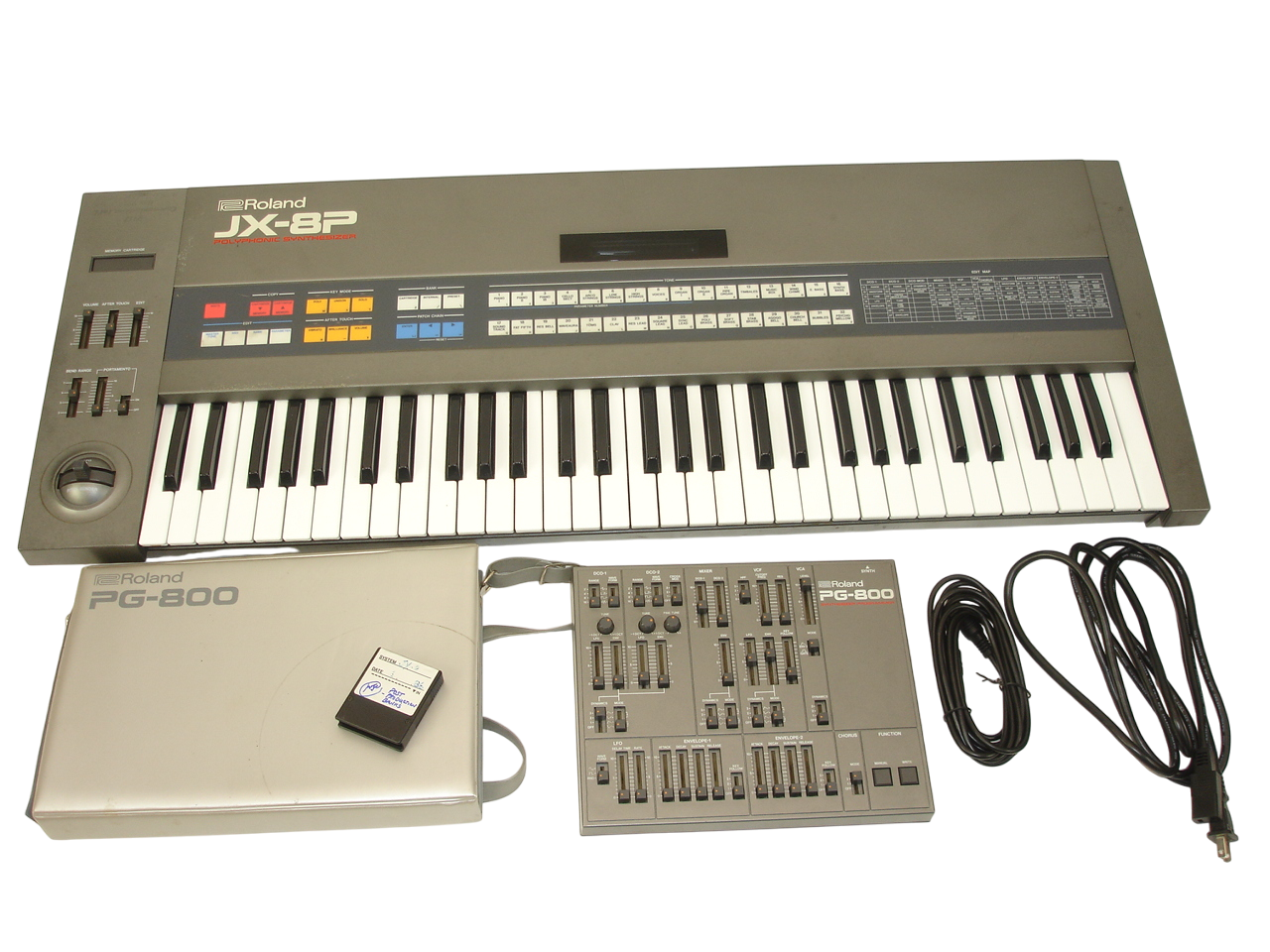 Roland JX-8P + PG-800 シンセサイザー キーボードスタンド付 Roland JX-8P 61-Key Polyphonic Synthesizer Keyboard & PG-800