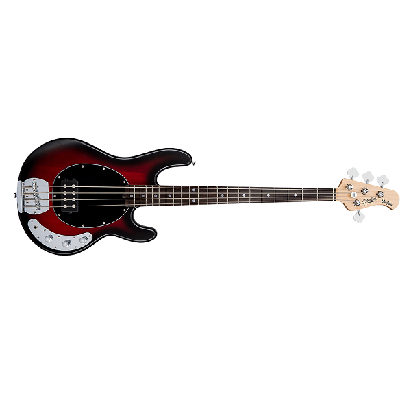 Sterling RAY4RRBSR1 Stingray 4 Bass, Red Ruby Burst Satin Finish