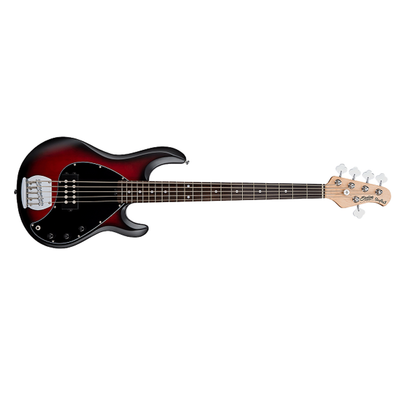 Sterling RAY5RRBSR1 Stingray 5 Bass, Ruby Red Burst Satin
