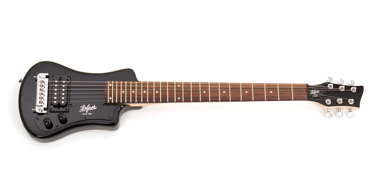 Hofner Shorty Model Travel Sized Electric Guitar, Black Finish w