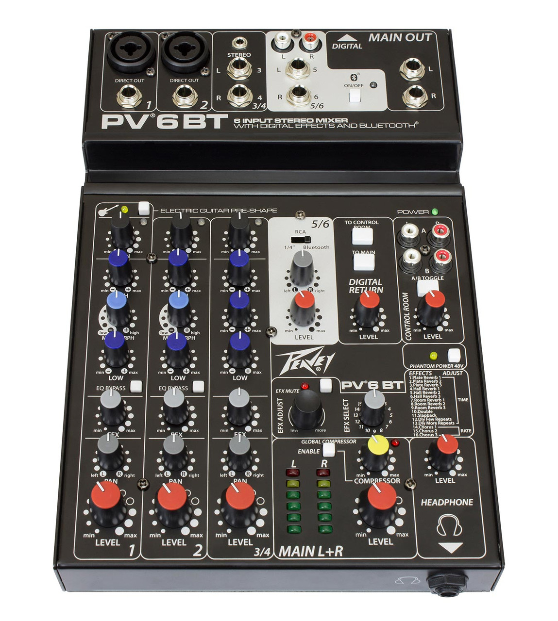 Peavey PV® 6BT Compact Mixer 6 Channel with Bluetooth - Bill's Music