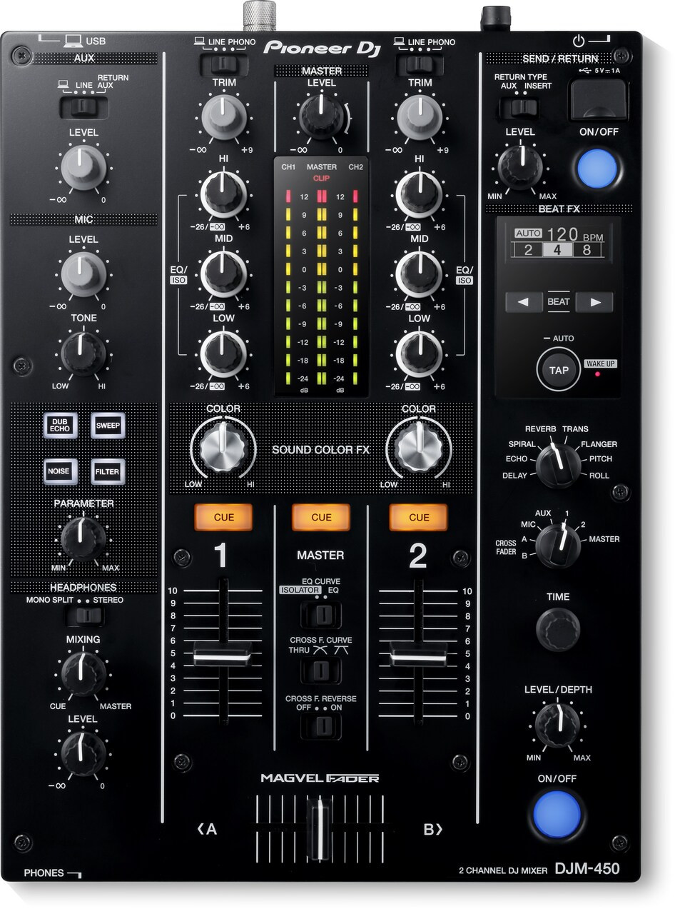 Pioneer DJM-450 ミキサー Pioneer DJM-450 2-channel DJ mixer with Beat FX (black) - Bill's Music