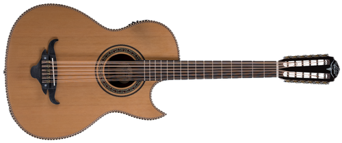 Oscar Schmidt Bajo Sexto, Solid Cedar/Rose-Tek, Barcus Berry LX4, Natural w/ Bag