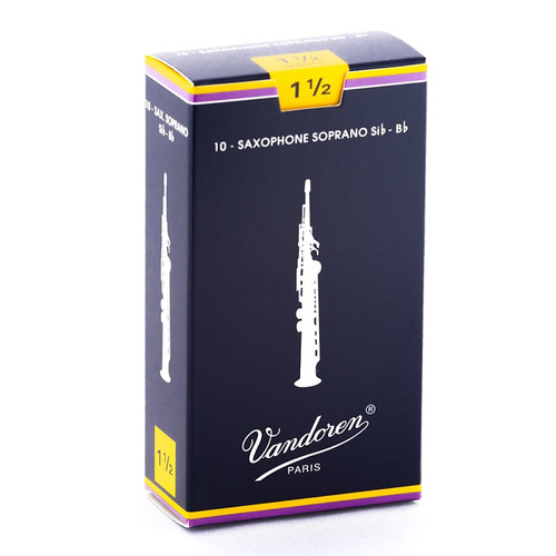 1 1/2; Soprano Saxophone Reeds; Vandoren Traditional; 10 per box