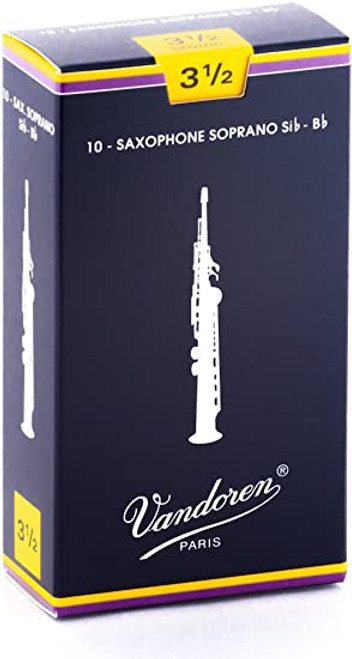 3 1/2; Soprano Saxophone Reeds; Vandoren Traditional; 10 per box